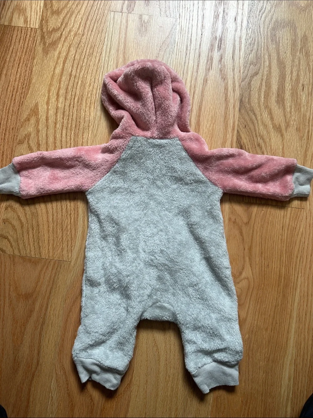 Disney Minnie Plush Hooded One-Piece - Pink & Light Gray